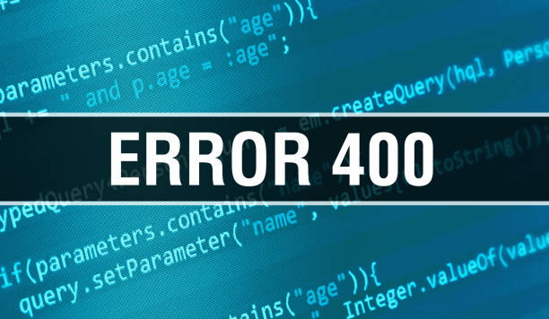 Error 400 concept illustration using code for developing programs and app. Error 400 website code with colorful tags in browser view on dark background. Error 400 on binary computer code, background ejemplo 400 ilustración del concepto utilizando código para el desarrollo de programas y aplicación. error 400 código del sitio web con etiquetas de colores en la vista del navegador sobre fondo oscuro. error 400 en el código binario del ordenador, fo