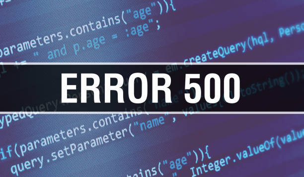 Error 500 concept illustration using code for developing programs and app. Error 500 website code with colorful tags in browser view on dark background. Error 500 on binary computer code, background ejemplo 500 ilustración del concepto utilizando código para el desarrollo de programas y aplicación. error 500 código del sitio web con etiquetas de colores en la vista del navegador sobre fondo oscuro. error 500 en el código binario del ordenador, fo