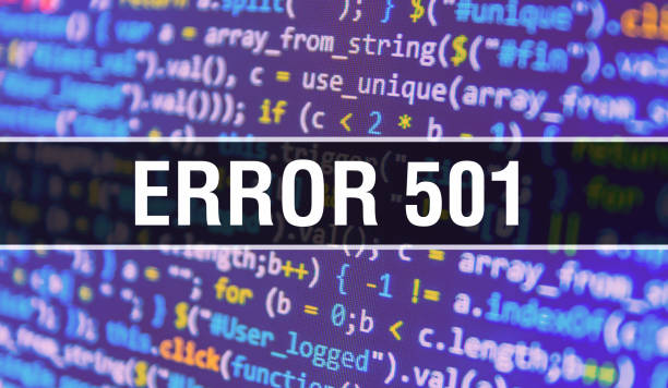 Error 501 text written on Programming code abstract technology background of software developer and Computer script. Error 501 concept of code on computer monitor. Coding Error 501 programming website error 501 texto escrito en la tecnología abstracta de código de programación fondo de software de desarrollador de software y script de ordenador. error 501 concepto de código en el monitor del ordenador. error de codificación 501 sitio web de program