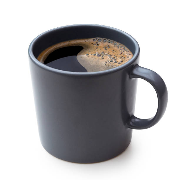 Black coffee in a blue-grey ceramic mug isolated on white. Black coffee in a blue-grey ceramic mug isolated on white. instant coffee stock pictures, royalty-free photos & images