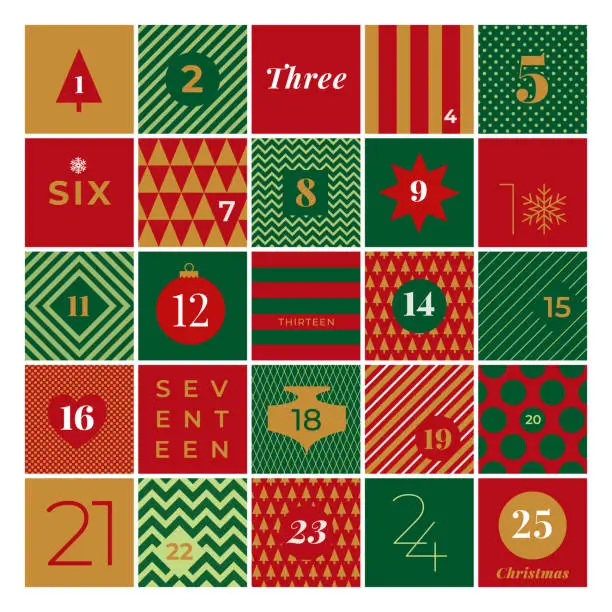 Vector illustration of Christmas advent calendar.