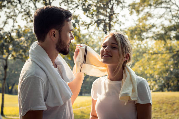 istock Young couples are wiping sweat after exercising. 1162717934
