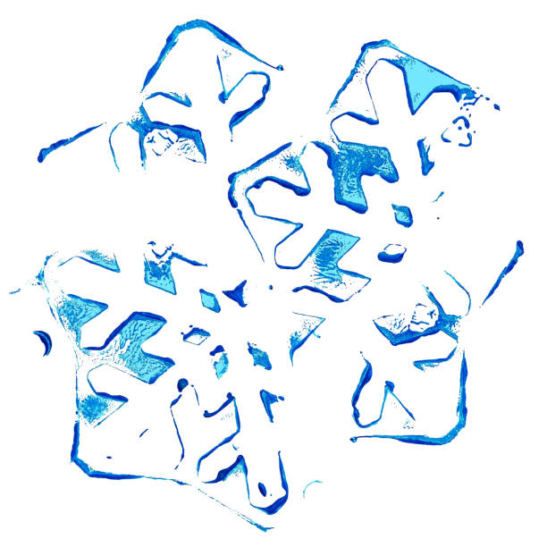 istock Snowflake winter crystal print with acrylic paint snow ice frost 1162720877