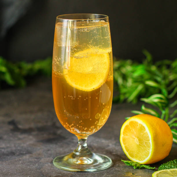 istock lemonade with lemon and ice (cooling drink). top food background. copy space 1162728449