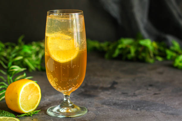 istock lemonade with lemon and ice (cooling drink). top food background. copy space 1162728480