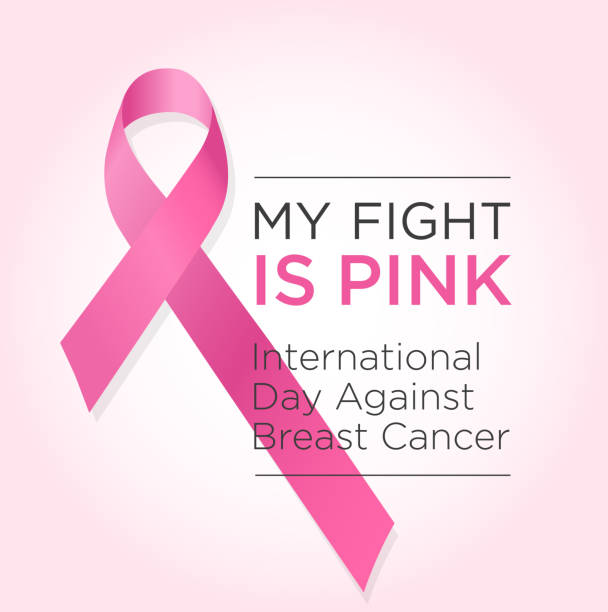 illustrations, cliparts, dessins animés et icônes de bannière de la journée internationale contre le cancer du sein. mon combat est rose. - breast cancer awareness ribbon