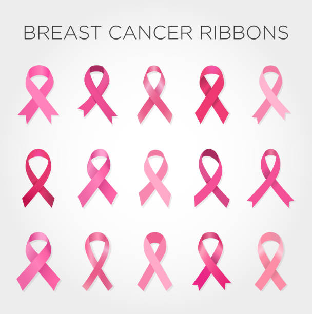 illustrations, cliparts, dessins animés et icônes de ensemble de rubans de cancer du sein. - breast cancer awareness ribbon