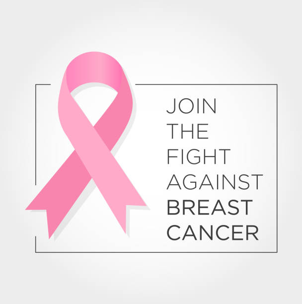 ilustraciones, imágenes clip art, dibujos animados e iconos de stock de bandera del día internacional contra el cáncer de mama. unirse a la lucha. - breast cancer awareness