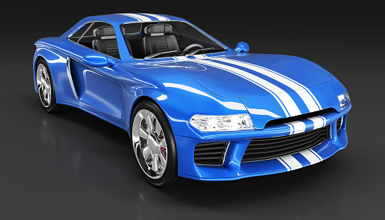Sports coupe blue with a hard top. 3d illustration