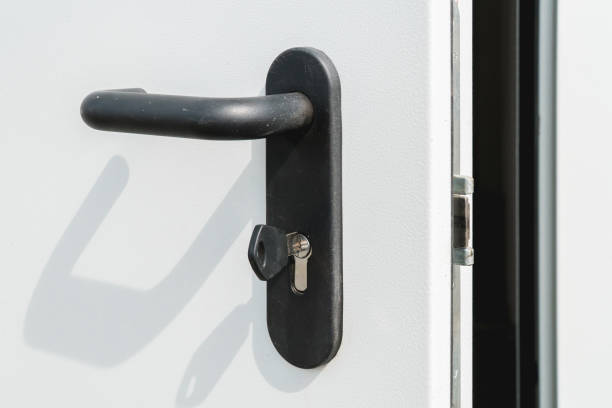 istock Light entrance door with the handle 1162742702