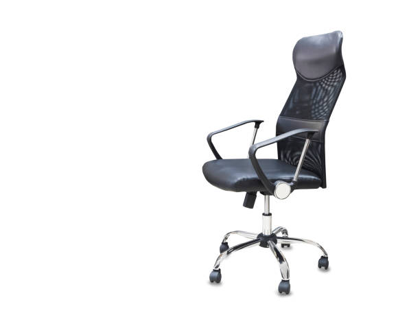 istock The office chair from black leather. Isolated over white 1162743025