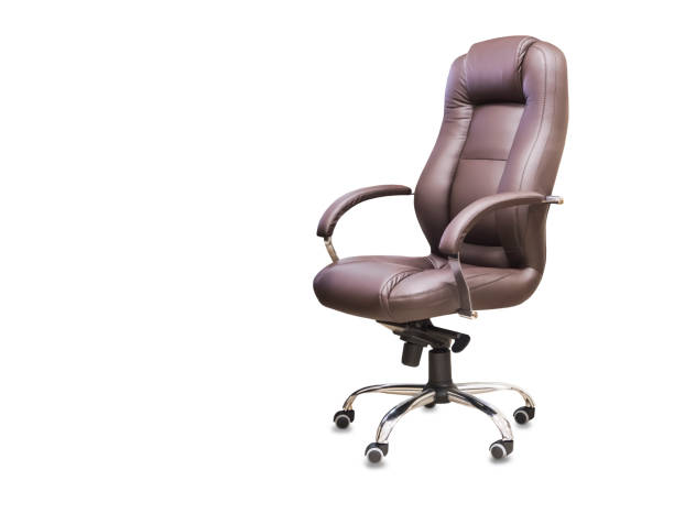 istock The office chair from brown leather. Isolated over white 1162743040
