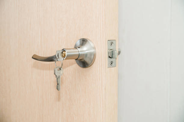 istock Light entrance door with the handle 1162745348