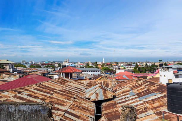 istock zanzibar stone town rooftop view looking over the rustic colorful corrugated iron roof sheeting 1162748796