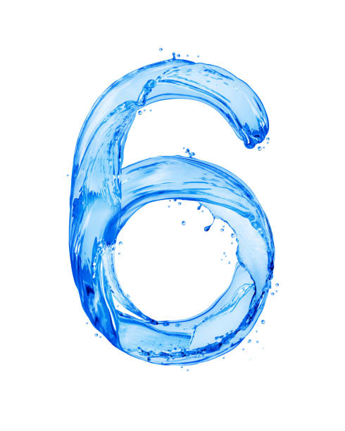 istock Number 6 made with water splashes, isolated on a white background 1162751825