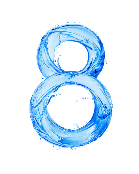 istock Number 8 made with water splashes, isolated on a white background 1162751880