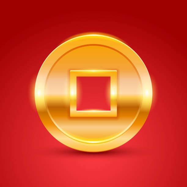 istock Golden chinese coin. New year lucky gift. 1162751973