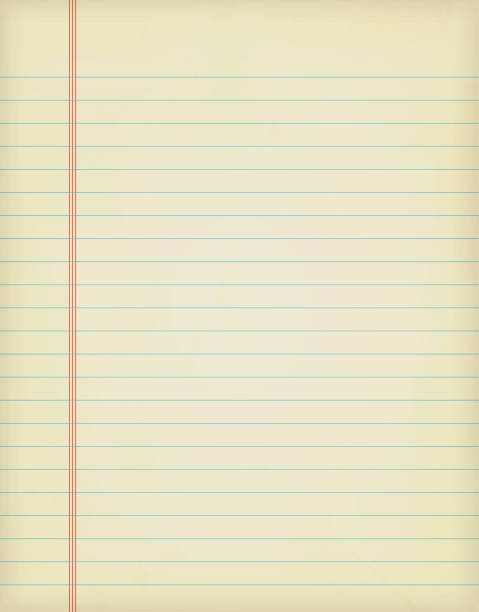 A vertical vector illustration of a blank white colored single lined page from a spiral notepad A vertical vector illustration of a plain blank off white colored  lined page from a spiral notepad. The single lines are in blue color over a yellowed background. There is a margin consisting of three vertical red coloured lines towards the left edge. ruled paper stock illustrations