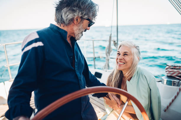 istock Man sailing on a yacht 1162753937