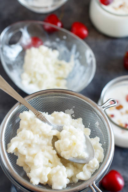 istock Kefir grains and fermented drink  kefir 1162754186
