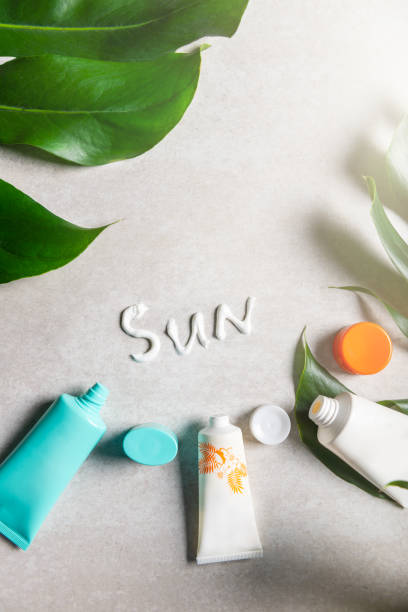 istock pring and summer protection against the Sun, sunscreen rpoducts 1162758666