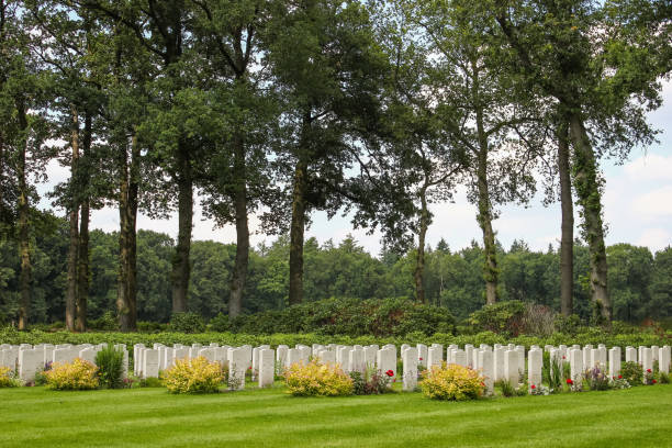 Airborne War Cemetery, Oosterbeek, near Arnhem, the Netherlands. Most of the men buried in the cemetery were Allied servicemen killed in the Battle of Arnhem (Operation Market Garden). operation market garden stock pictures, royalty-free photos & images