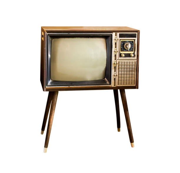 istock Vintage television, Antique TV, Retro technology, Old TV isolate on white background 1162765328