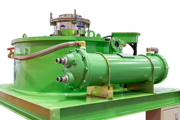 Close cross section of oil cooler core heat exchanger for cooling oil system for engine or machine in industrial