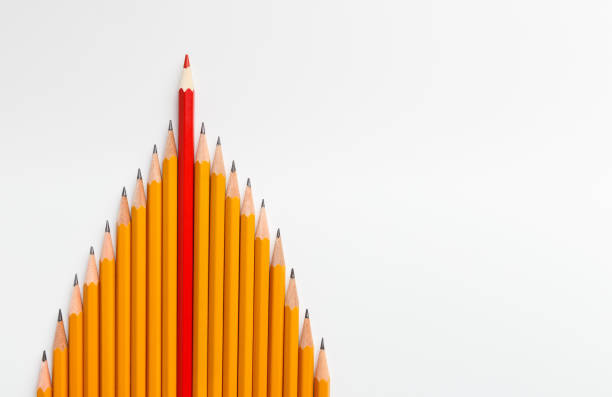 istock Red pencil leading group of classic ines, arrow shape 1162769881