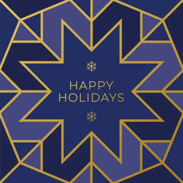 Vector illustration of Greeting card with geometric Snowflake.
