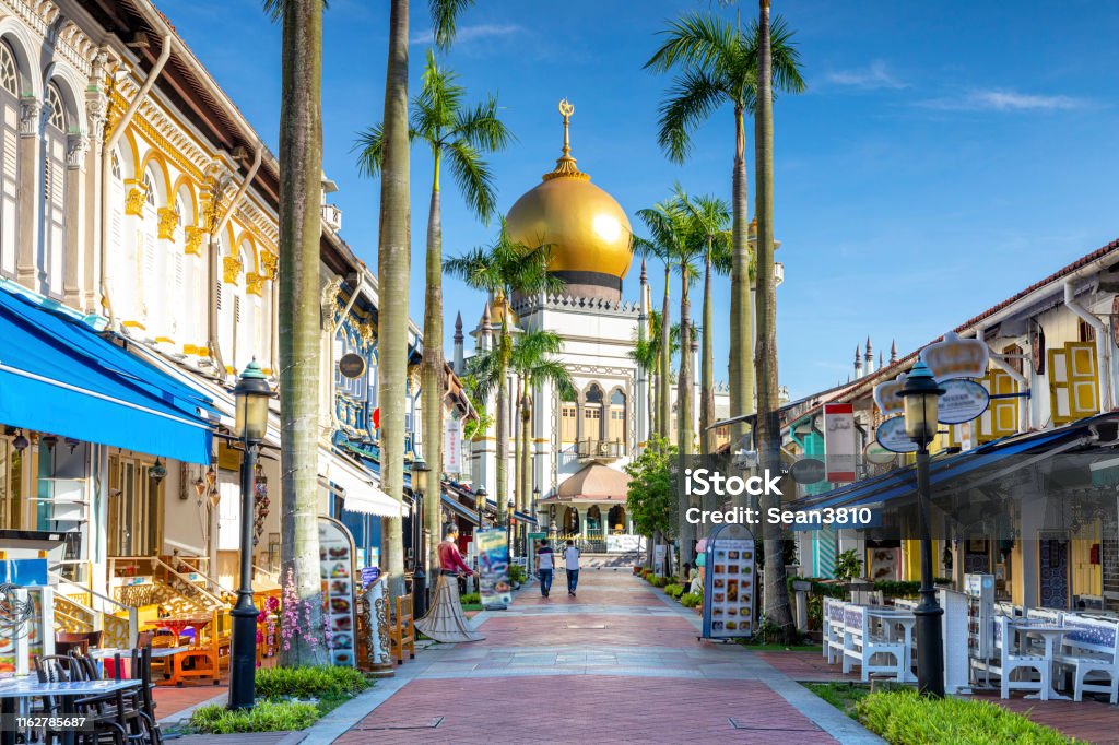 street view of Masjid Sultan street view of singapore with Masjid Sultan Singapore Stock Photo