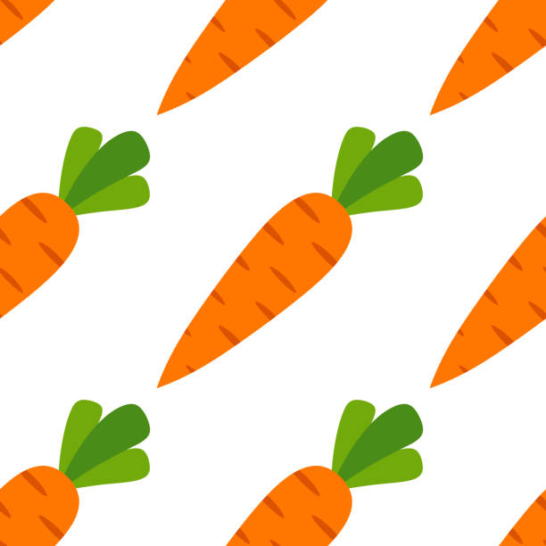 Carrot Seamless Pattern Background Carrot Fruit Vector illustration cartoon of a funny carrot stock illustrations