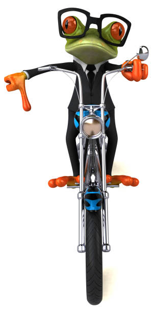 istock Fun frog on a motorcycle - 3D Illustration 1162794051