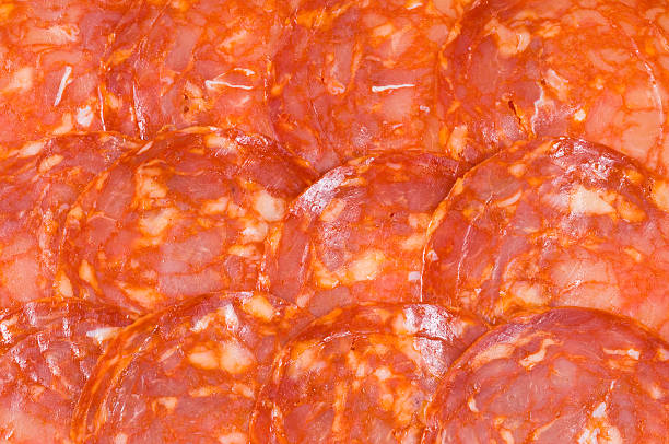 spanish chorizo arrière-plan - cantimpalo photos et images de collection