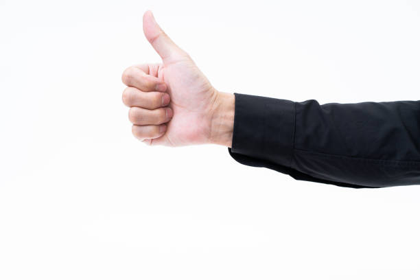 istock Asian man hand with black shirt on white background 1162797484