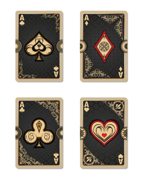 ilustrações de stock, clip art, desenhos animados e ícones de collection of four aces in vintage style. vector illustration. - ace of spades illustrations