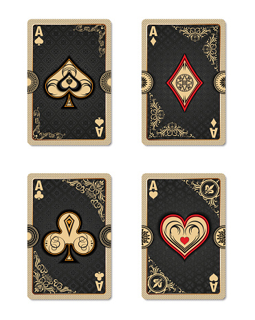 Collection of four aces in vintage style.