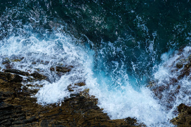istock Ocean sea water wave blue background. Aerial view 1162798853