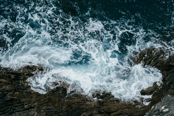 istock Ocean sea water wave blue background. Aerial view 1162798896