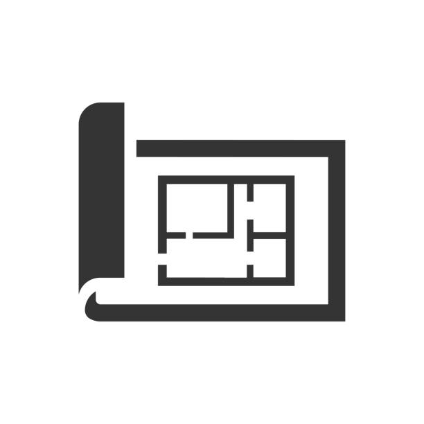 Architect blueprint icon Architect blueprint icon. vector graphics floor plan blueprint stock illustrations