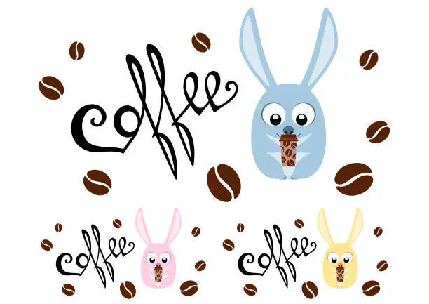 Vector illustration of Coffee and Rabbit