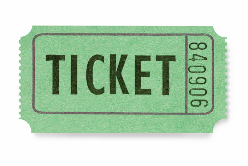 Green admission or raffle ticket.  If you’d like to see my complete collection of tickets please  CLICK HERE.  Alternative orange ticket shown below: