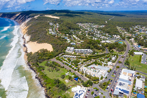The town of Rainbow Beach on a sunny day in QLD, Australia