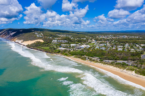 The town of Rainbow Beach on a sunny day in QLD, Australia