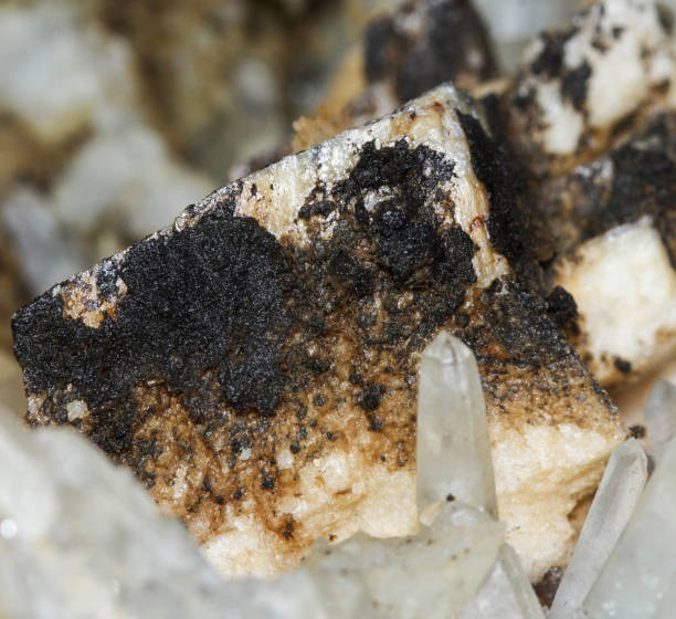 istock Natural mineral dolomite with quartz, macro shooting 1162806153