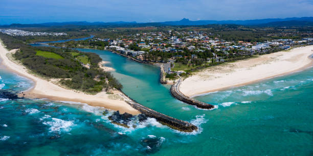 Panorama of Kingscliff on the Northern NSW coast Panorama of Kingscliff on the Northern NSW coast, Australia tweed stock pictures, royalty-free photos & images