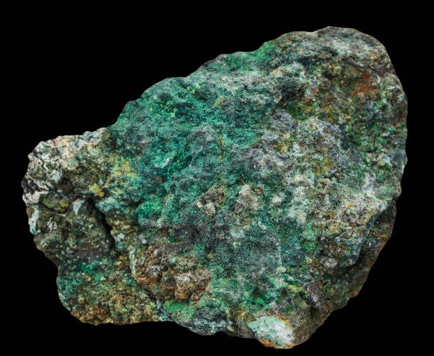 Greenish natural mineral isolated on black background