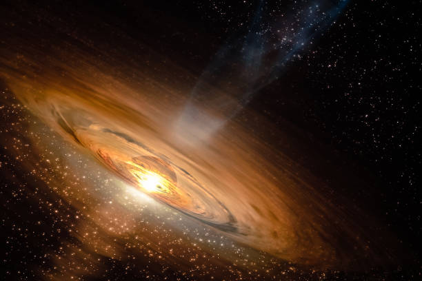 istock Abstract space wallpaper. Black hole with nebula over colorful stars and cloud fields in outer space. Elements of this image furnished by NASA. 1162809639