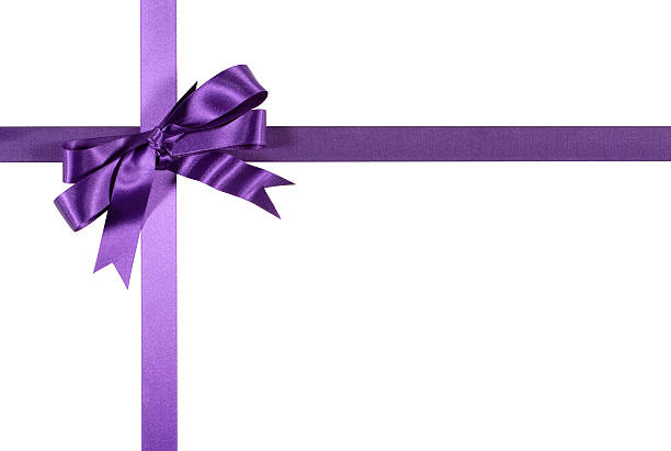 violet cadeau ruban et nœud - isolated on white bow gift homemade photos et images de collection