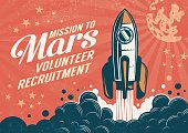 istock Mission to Mars - poster in retro vintage style 1162815759